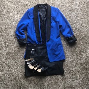 Satin Lapel Blue Blazer